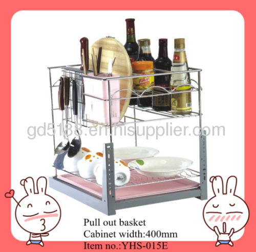 Pull out drawer basket for kitchen space saving