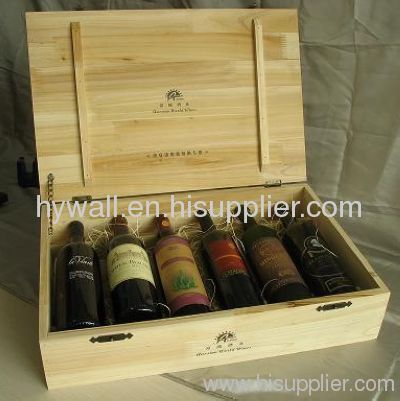 Wooden wine boxes for 6 bottles packaging