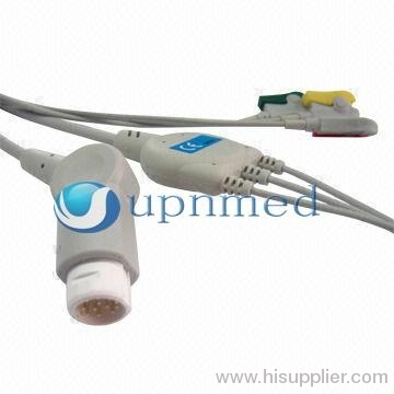 HP one piece 3-lead ECG cable with leadwires