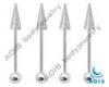 Women Spike Anti - Allergy Surgical Stainless Steel Tongue Piercing Barbell For Engagement