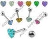 Heart Multi Crystal Non - Toxic Ring Tongue Piercing Barbell Jewelry, Anodized Titanium