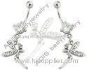Dragonfly Surgical Steel Alloy 14G Gem Dangle Belly Ring / Body Jewelry For Navel Piercing