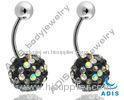 Banana Navel Cz Stone Crystal Surgical Steel Disco Ferrido Ball / Belly Piercing Jewelry