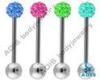 Colorful Beautiful 316l Fancy Jeweled Tongue Piercing Jewelry Ferrido Ball, CZ Stone