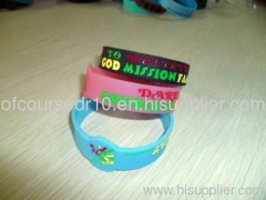 custom texts & logo silicone wristband for promotion gifts color filled debossed bracelet glow at night