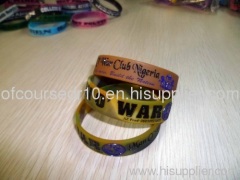 custom debossed color filled camouflage wristband wide silicone bracelet glow at night