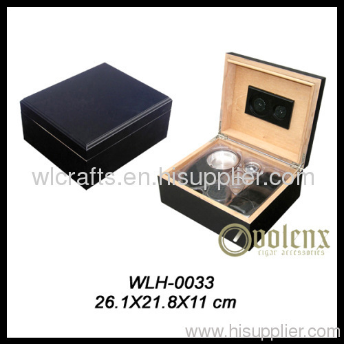 black matt finish cigar humidor set