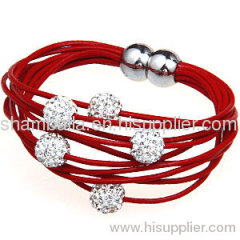 Wholesale Swarovski Leather Crystal Bracelet Magnetic Clasp