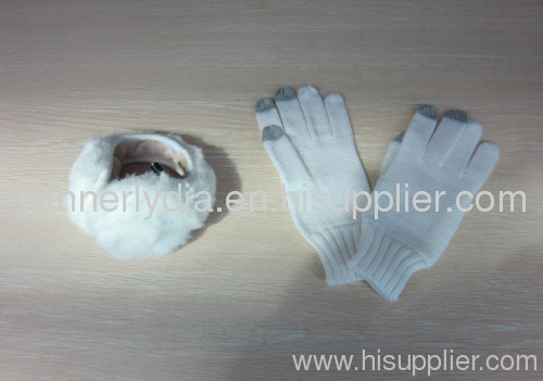 Handknit acrylic touch screen glove