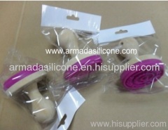 popular logo design silicone cookie stamp with plastic handle