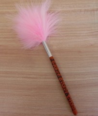 Turkey Leather Powder brush with Leopard handle