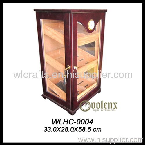 black wooden custom cigar cabinet with 3 trays