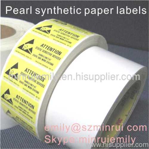 Custom Pearl Synthetic Paper Labels,Water Proof Synthetic Adhesive Labels.