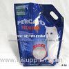 Stand Up Color Printing Pet / Pe Cat Litter Bag With Hard Handle, Clear Window