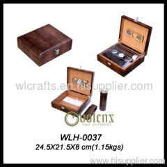 Cigar Leather Humidor Box Set with Cigar Tube & Leather Case