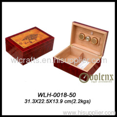 Cigar Tobacco Leaf Wooden Humidor Box