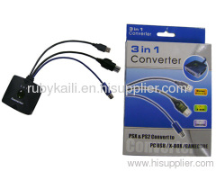 PS2 XBOX USB 3 in 1 converter