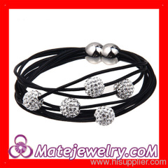 Leather Bracelets Crystal Balls