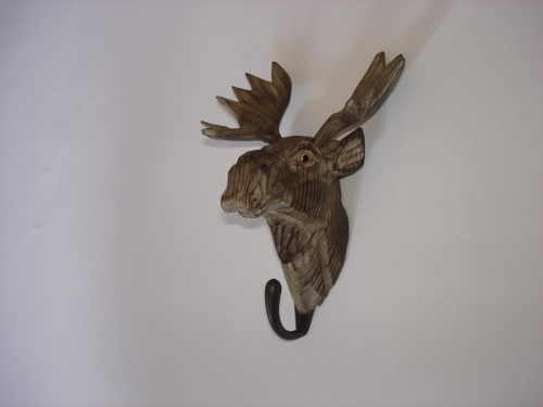 moose wooden caring coat hanging