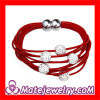 New Shamballa Style Magnetic Clasp Red Leather Wrap Bracelets With Beads Crystal