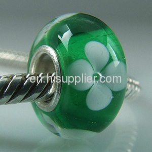 cheap 925 Silver Core european Flower Lampwork Glass Beads wholesale