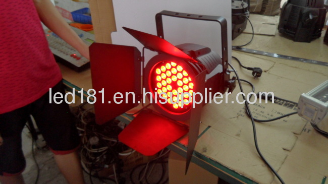 36*3w tri color aluminul led par 64 light equipment with barndoors