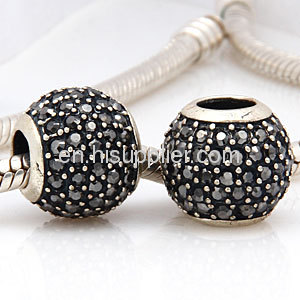 european Style Black Swarovski Crystal Silver Beads And Charms Sale