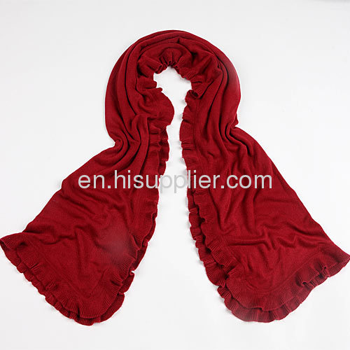 Fashion Plain Falbala Pashmina Shawl Stole Infinity Knitted Scarf