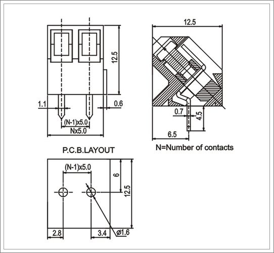 22-14 AWG Wire Connector 2/3 Point Screw Terminal Block 300V 15A