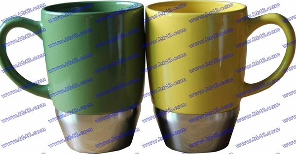 2013 ceramic coffee mug with stainless steel base