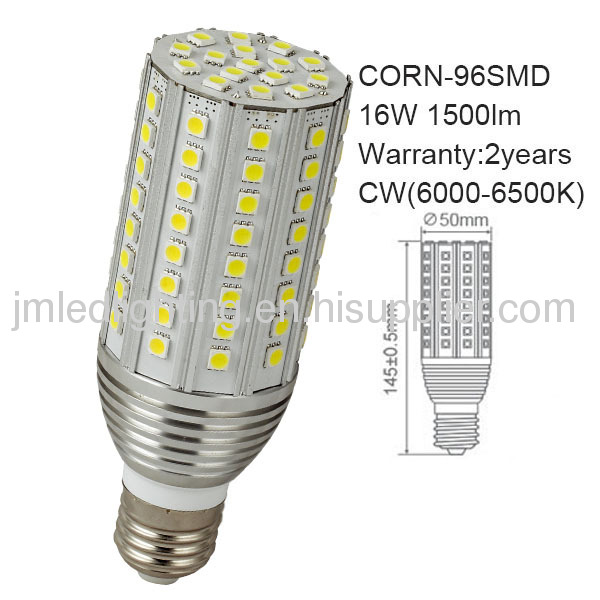 e27 corn led light 16w 1500lm 96smd