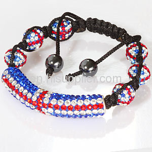 High Fashion British Flag Pave Beads Shamballa Bracelets UK Sale