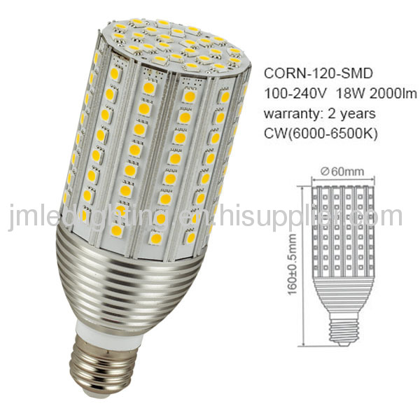 e27 corn led lamp 18w 2000lm 120smd