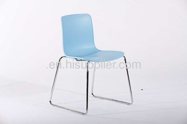 PP chrome steel base stackable ergonomic seating hal sled base side chairs 