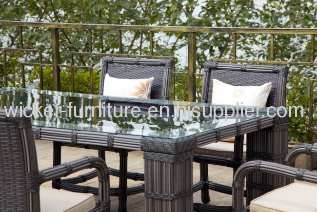 Outdoor wicker dining table