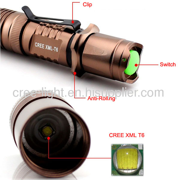Mini CREE XML T6 Ultra Power LED Flashlight With ClipACK-1165