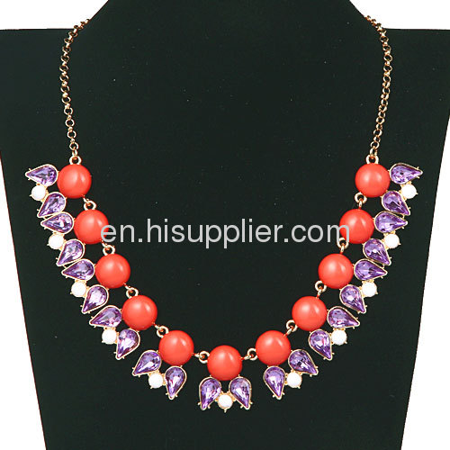 Fashion Costume Resin Crystal Bib Necklace Jewelry