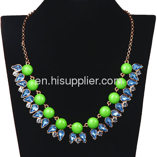 Fashion Costume Resin Crystal Bib Necklace Jewelry