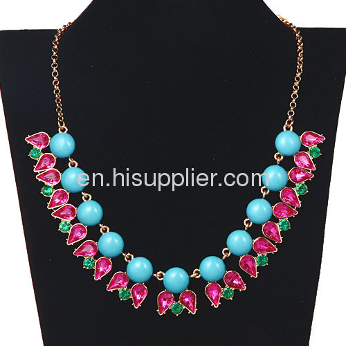 Fashion Costume Resin Crystal Bib Necklace Jewelry