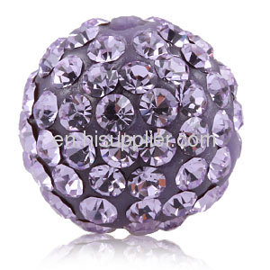 Handmade 12mm Lavender Shamballa Disco Crystal Pave Ball Beads