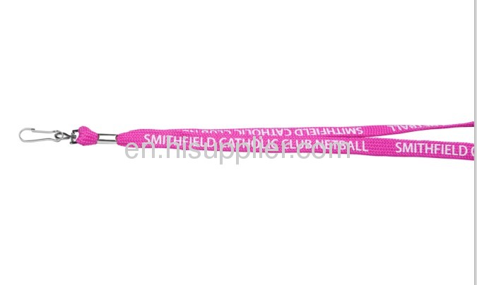 1.2cm wide,polyester bootlace lanyards, silkscreen printed,with safety breakaway.j-hook end