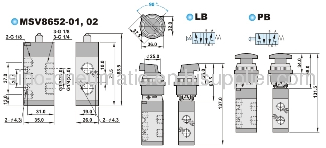 Shako MSV86522 5/2 way 1/8 1/4Mechanical Valves