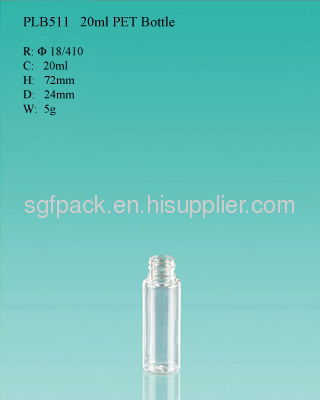 20ml bottle plastic pet container 18/410 clear bottle cosmetic container
