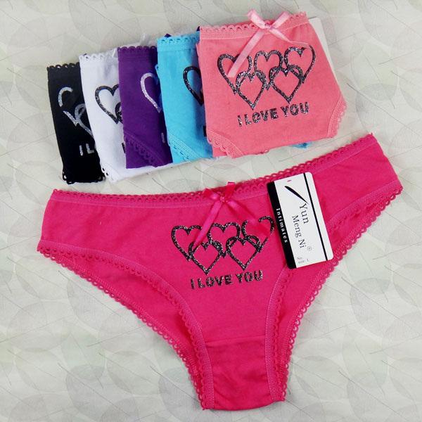 Love heart panties Cheap cotton brief stretched cotton hipster stock underwear