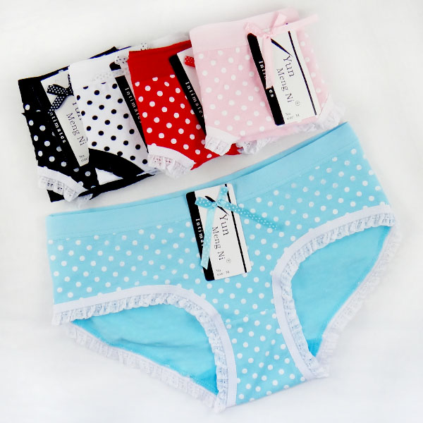 Dotted cotton panties stretch cotton brief women undergarment 