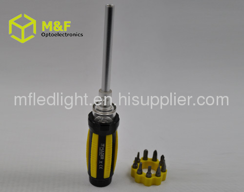 LED multi screwdriver with telescopic magnetic pick-up tool 