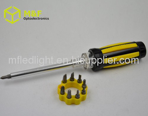 LED multi screwdriver with telescopic magnetic pick-up tool 