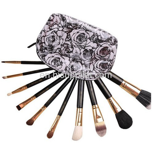 10PCS Wholesale Natural hair cosmetic brush set