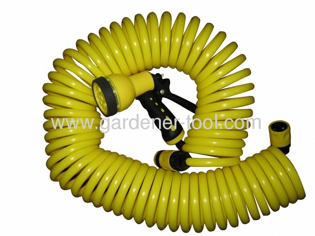 50FT 15M/50FT EVA Coil Hose With 8-function hose nozzle and European Standard Connector