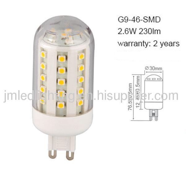 2.6w g9 led bulb light 230lm plastic 